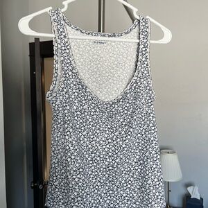 Old Navy Blue and White Patterned Top